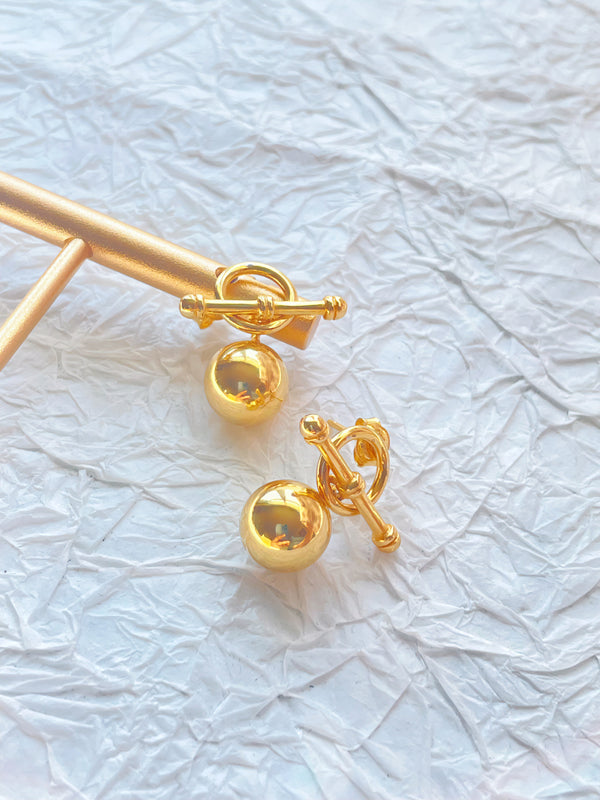 Gold Spherical Drop Earring
