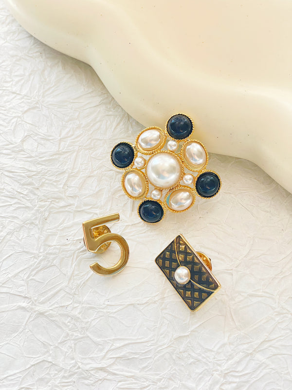 Set Of 3 No.5 Pearl Brooch