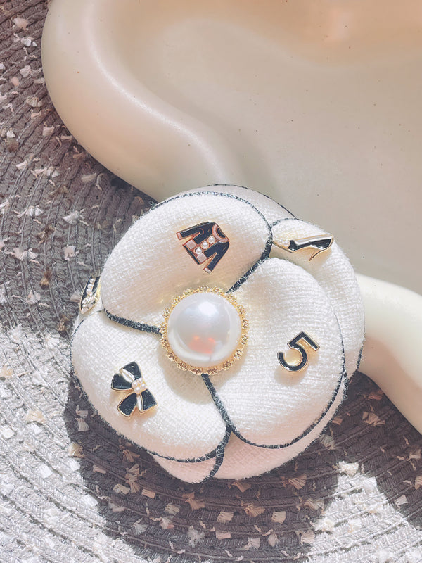 Tweed Camellia Brooch